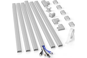 DELAMU Cable Trunking Grey, Cable Wall Cover, Paintable Cord Hider to Hide Wires for TV and Computers in Home Office 6X L400mm, W30mm H17mm