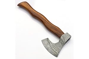 JNR TRADERS VK2236 - Hacha de Acero de Damasco Hecha a Mano con Cuchillo Tomahawk de 28 cm con Mango de Madera de Color Rosa