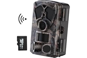 Origem Camara Fototrampeo WiFi 64MP 4K, Cámara Caza con Tarjeta SD de 64 GB,0.1s Disparo, IR Invisible 940nm, Visión Nocturna 25m IP66 Impermeable para Vigilancia Forestal