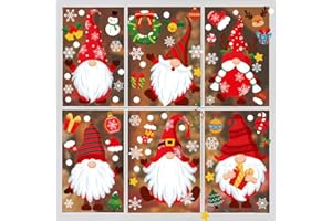 Bantie 9 Sheets Christmas Window Stickers, Reusable Christmas Window Dwarf Clings, Static Xmas Window Decals Snowflake Sticker for Christmas Party Decorations