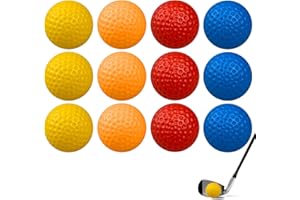 couduan 12Pcs Golf Practice Balls, Plastic Foam Golf Ball, Soft Golf Training Balls, Spone Dimpled Exercise for Pro Golfs Swing Training Aids Home Office Indoor Outdoor Backyard (4 color)
