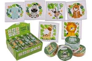‎PALLEON Palleon 12er Set Magisches Baumwoll Handtuch mit Einhorn oder als Fußball Motiv (Safari)