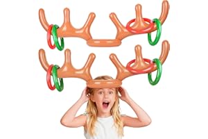 TULPRA 2 PCS Inflatable Reindeer Toss Game Ring Toss for Kids Adults - New Year's Party Games, New Year's Eve gifts, Stocking Stuffers for Family Friends Holiday Party Activities