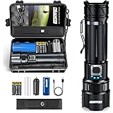 Gisaae Taschenlampe, Taschenlampe Led Aufladbar 10000 Lumen, Led Taschenlampe Extrem Hell mit IP67 Wasserdicht, Lange Lebensd