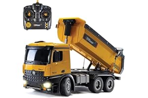 Top Race TR-212 - camión de construcción teledirigido, vehículo con volquete basculante, Resistente, de Metal y plástico, Escala 1:14, Capacidad de Carga de 9,97 kg