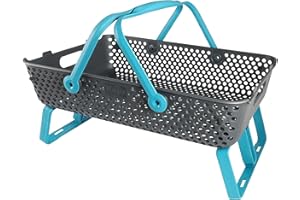 ‎NOOR NOOR Garten-Korb Kajo 20L (58 x 38 x 15cm) I Farbe: Türkis I Stapelbare Gartenkörbe für Obst und Gemüse mit Löchern und faltbaren Griffen