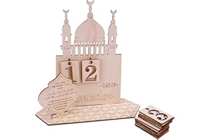 GADITIEK Ramadan Advent Calendar, Wooden Ramadan Decorations For Home, 30 Days Til Eid, Ramadan Countdown Calendar, Handmade Advent Calendar Wooden Eid Mubarak Decorations, Ramadan Gifts For Muslims
