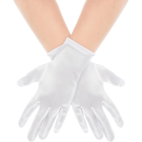 JAWSEU Short Satin Gloves Silk Opera Gloves 1920s Vintage Tea Party Dance Gloves Women Girls Bride Wedding Evening Gloves For Wedding Prom Opera Party, Black - View #8