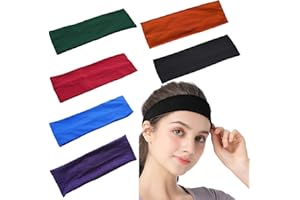 JUIMTIEN 6 Stück Sport-Stirnbänder,Stirnbänder für Frauen elastische Schweiß-Yoga Haarbänder Rutschfestes Weiches Dünnes Stirnband Modischer Haarwickel