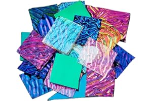 Beebeecraft COE90 Fusible Glass Sheets 112G Dichroic Glass Scrap Microwave kiln Art Pieces Mixed Color for Jewelry Making Supplies DIY Crafts