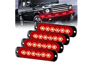 Sidaqi Feux Stroboscopique Urgent Avertissement Flash Danger Lampe d'avertissement 6 LED Rouge pour Véhicule Camion Remorque 12-24V (4pcs)