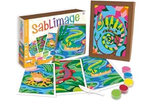 Sentosphère 3908819 Sablimage, zestaw do malowania z piaskiem dla dzieci, motyw gadów i żaby, zestaw do majsterkowania, kreatywny zestaw do malowania piaskiem od 4 lat