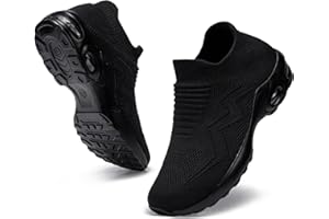 LARNMERN Safety Shoes Women's Work Shoes Without Laces Lightweight Sporty Steel Cap Shoes Comfortable Protective Shoes Air Cushion Breathable 35-42.5 EU