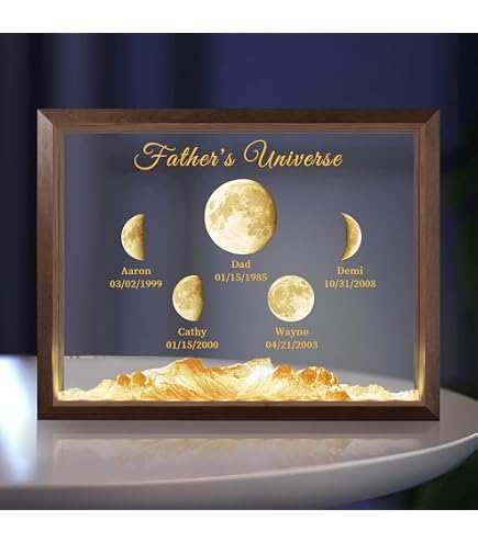 Panneau photo personnalisé avec phases de lune pour la fête des mères - Cadre photo phase de