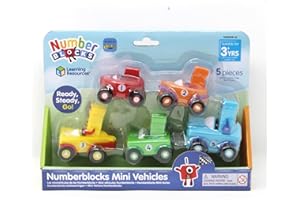 Learning Resources Numberblocks Mini Vehicles Set, 5 Car Pack, Numberblocks Gifts, Vehicles have Rolling Wheels, Learn to Count from 1-5, Ages 3+