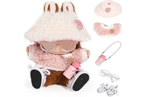 LEWOTE Juego de ropa compatible para muñecas Labubu, sombrero y traje adornos, juego de accesorios para muñecas de 17 cm / 6,7 pulgadas (juego de 2 teteras rosas)