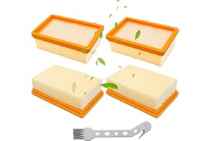 NOKWOCY 4 Pièces Kit Filtre Aspirateur Karcher, Filtre Karcher, Filtres à Plis Plat pour Karcher WD6/WD5/WD4/MV4/MV5/MV6 Aspirateurs Polyvalents Avec 1 Petite Brosse, Compatible Avec Karcher 2.863-005.0