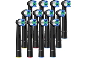 GENKENT 12 szt. wymiennych końcówek szczoteczek do szczoteczek do zębów kompatybilne z Oral B Braun, czarne