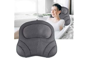 Badewannenkissen Nacken, dellyy Badewannen Kopfkissen, Badewannenkissen Nacken Grau, Kissen für Badewanne Saugnapf, Kopfstütze Badewanne, Nackenkissen Wanne, Wannenkissen Nackenkissen