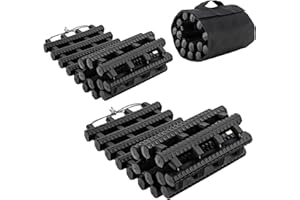 GOPLUS Lot de 2 Tapis de Traction Pneus Enroulables en TPR, Plaques de Récupération Portables, Aide d'urgence pour Neige, Glace, Boue, Sable, avec Sac pour Voiture, Camion (Noir, 61,5 x 21 cm)