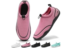 Wizshoe Wasserschuhe Damen Herren Aquaschuhe Schnell Trocknend Strandschuhe Surfschuhe mit Breiter Zehenbox Dicke Sohle Gr.35-46