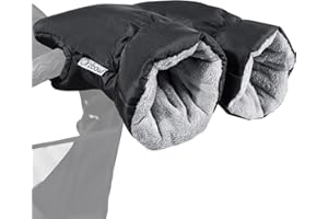 Orzbow Manoplas Carrito Bebe, Impermeables Guantes Para Carrito de Bebé De Invierno Paseo Para Todos Los Cochecitos de Bebé (Negro)