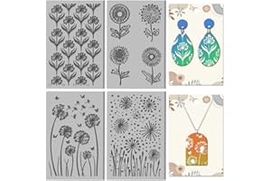 CHGCRAFT 4 Sheets Dandelion Clay Texture Mat Realistic Plant Flat Lay Butterflies Pattern Polymer Clay Texture Sheets DIY Tools for Pottery Earring Jewelry Making Stamp Engraving Machines, 3.9x2.6inch