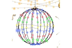SHUANGLIAO 3D Faltbare Beleuchtete Kugeln, Weihnachtskugellicht Weihnachtskuge Kugellichter Für Den Außenbereich, Falten Sie Den Flachen Metallrahmen Mit Großen Kugellichtern, Für Außendekoration