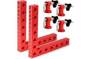 XUEMUO Abrazadera de 90 Grados, Abrazadera de Gabinete, Herramienta Cuadrada de áNgulo Recto de AleacióN de Aluminio de 14 X 14 Cm, Abrazaderas de Esquina Para Herramientas de Carpintería (Red 2 Pack)