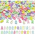 Azonee 1000 Pcs Acrylic Letter Charms - Colorful Alphabet Kawaii Opaque ABC Pendants for Jewelry Making Bracelets Bulk (Random)