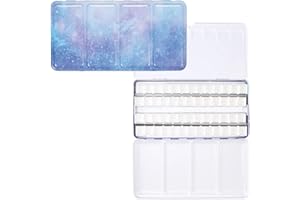 THIREI Palette D'aquarelle Vide, Palette de Peinture Videavec 52 Demi-Casseroles, Boîte de Peinture à l'eau, Grande Boîte en Métal Galaxie Violette, pour Peinture Aquarelle, Peinture Artistique, Bricolage