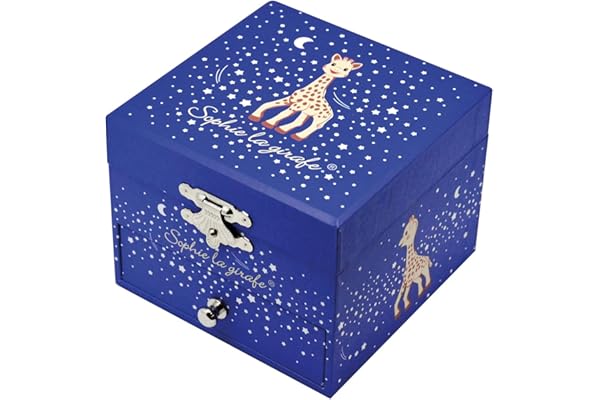 TROUSSELIER - Sophie la Girafe. - Boîte à Trésors & Bijoux Musicale - Idéal Cadeau Enfant - Phosphorescent - Brille dans la nuit - Musique La Valse d'Amélie Poulain - Colori Bleu Nuit