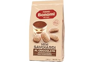 Forno Bonomi - Mini Savoiardi al Cioccolato - 200 g - Biscotti Savoiardi al Cacao Ideali per Dessert Monoporzione, Colazione o come Gustoso Snack Dolce