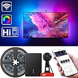 LED TV Hintergrundbeleuchtung, Govee WLAN TV Beleuchtung Kit mit Kamera, LED Strip mit Alexa, Musik Lichtband, TV Neigung Beleuchtung für 55-80 Zoll TV Kalibrierung auf APP (Nicht unterstützt 5G WiFi)