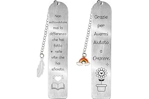 MONCAP 2pz Segnalibro Maestra Insegnate Segnalibri Maestra Apprezzare il Regalo Regalo Maestre Fine Anno con Frasi Particolare Metallo Grazie Maestra-per Grazie Compleanno Pensione Laurea Natale