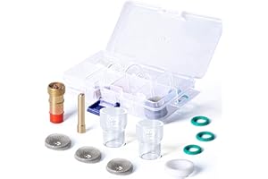 SPDYCESS 11 szt TIG Spawalniczy Akcesoria z Magazynowanie Skrzynka, Pyrex Glass Filiżanka Gaz Obiektyw Ciało O-Pierścionki Materiały Eksploatacyjne Akcesoria Zestaw dla TIG WP-17/18/26 Latarka