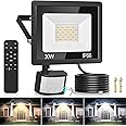 Security Lights Outdoor Motion Sensor, 30W 3 Colours PIR Security Light with Remote Control, 2700LM IP66 Waterproof Outside Lights Dimmable Floodlight Motion Sensor Lights Outdoor for Backyard, Garden