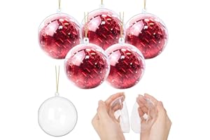 YONTINY 20pcs Clear Christmas Baubles - 8cm Plastic Empty Ornaments to Fill, Transparent Ball for Tree Decoration, Personalised for Wedding, Party, Home Decor