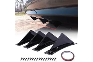 JMTBNO 4 Pièces Aileron de Pare-chocs Arrière de Voiture Universel Brillant Noir Auto Pare-chocs Arrière Lèvre Diffuseur Spoiler de Requin Arrière Forme Arquée Séparateur Accessoires