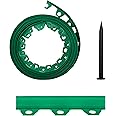 Lawn Garden Edging Border with Heavy-Duty Ground Stakes 32ft | 10m Green 6CM High Flexible Flower Bed Edge and Reinforced Plastic Pegs, Professional Landscape Dividers, All Weather Resistant