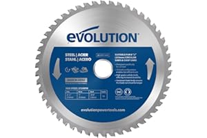 EVOLUTION POWER TOOLS Evolution M210TCT-50CS Hoja de sierra de 210 mm de Evolution para cortar acero dulce: la hoja de sierra de metal con punta de carburo y 50 dientes no genera calor, rebabas ni chispas