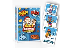 The Shelf Shack Funny Christmas Character Card Game for Kids & Families – 4 Games in 1 (Snap, Pairs, Go Fish & Reindeer Poop) – Festive Stocking Filler & Family Holiday Party Game Ages 4+