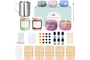 Trulloyoo Candle Making Kit, Make Your Own Candles with 625G Beeswax, 16 Dyes, 6oz Glass Jar, 5 Tins, 50 Candle Wicks & Wick Stickers, Pot, Labels, Wax Melt Candle Making Kits for Adults Beginners
