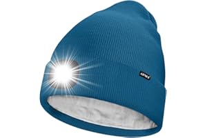 ATNKE LED Mütze mit Licht,Wiederaufladbare USB 4 LED Beleuchtete Laufmütze Extrem Heller Lampe Winter Warme Gefüttertes Fleece Stricken Mütze für Herren und Damen Geschenke