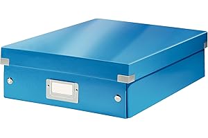 Leitz, Boîte à Compartiments Click et Store A4, Format Medium, Rangement Flexible 2-4 Compartiments, Superposable, Finition PP, Maison Bureau, Bleu WOW, 60580001