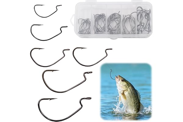 50 st fiskekrokar set, högkolstål taggade kurva skaftkrokar för karp, hållbara vassa krokar för sötvattensutrustning tillbehö