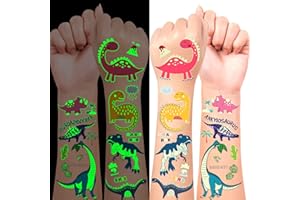 LEADTEAM 90 Stück Dinosaur Tattoo Kinder Jungen, Leucht Kindertattoos Temporäre Tattoos Aufkleber Sticker, Dinosaurier Spielzeug Geschenk Geburtstag Deko Party Mitgebsel Kindergeburtstag Junge