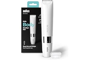 Braun Body Mini Trimmer, Gentle Body Hair Removal, Precision Trimmer, Wet & Dry, 100% Waterproof, BS1000, White