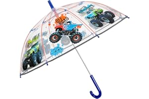 Parasol Przezroczysty Kopułowy Dzieci 3 4 5 Lat - Wiatroodporny z Odblaskowymi Detalami Chłopców i Dziewcząt - Długi Parasol Manualny System - Średnica 64 cm PERLETTI