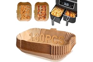 ENGHEK 160PC Air Fryer Liners, Upgraded Dual Ninja Air Fryer Liners Disposable with Curved Handle, Air Fryer Accessories for Ninja AF300UK AF400UK, Salter, Tower and Other Dual Zone Air Fryer